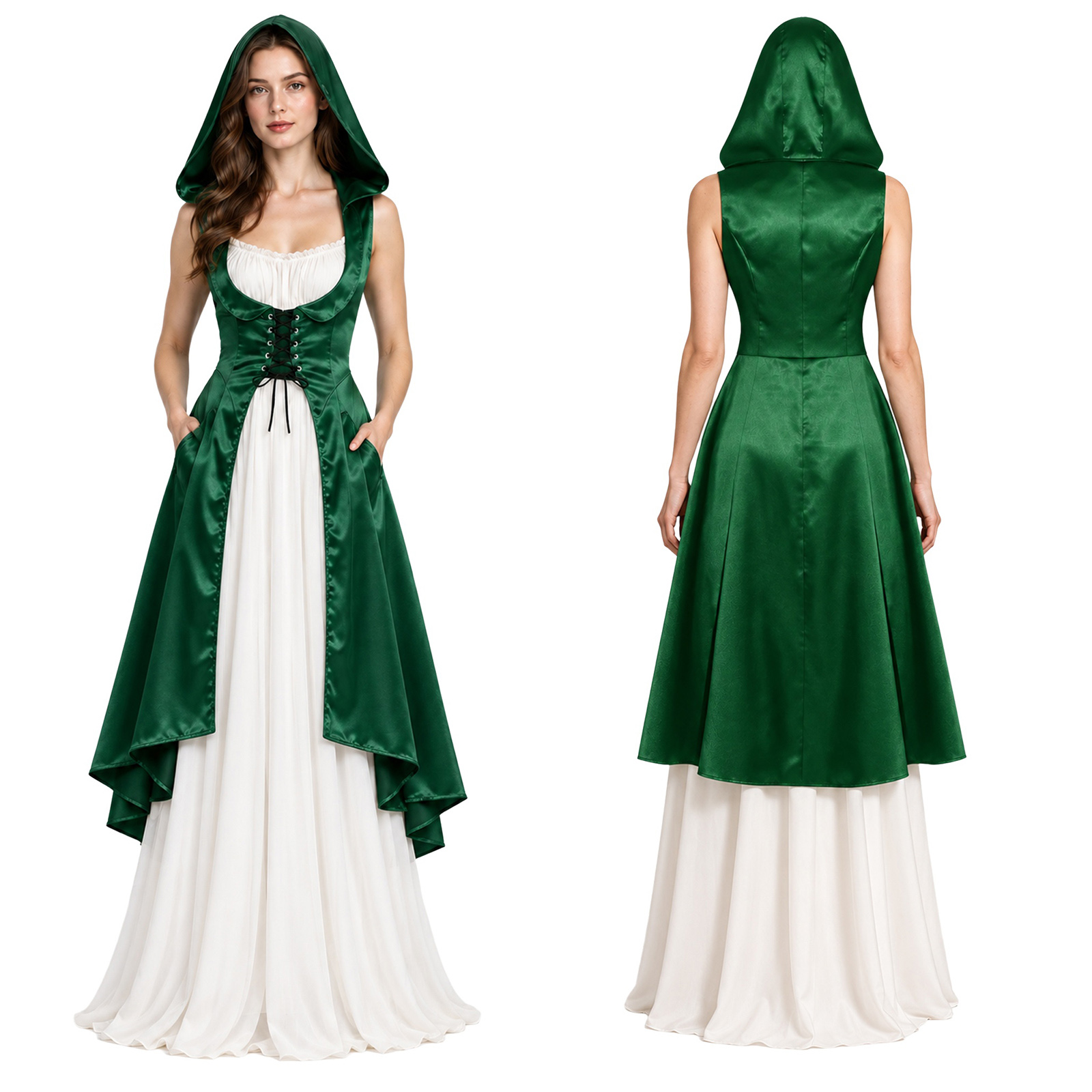 Dresses - Gaun dengan potongan tinggi-rendah, berkerah, dan