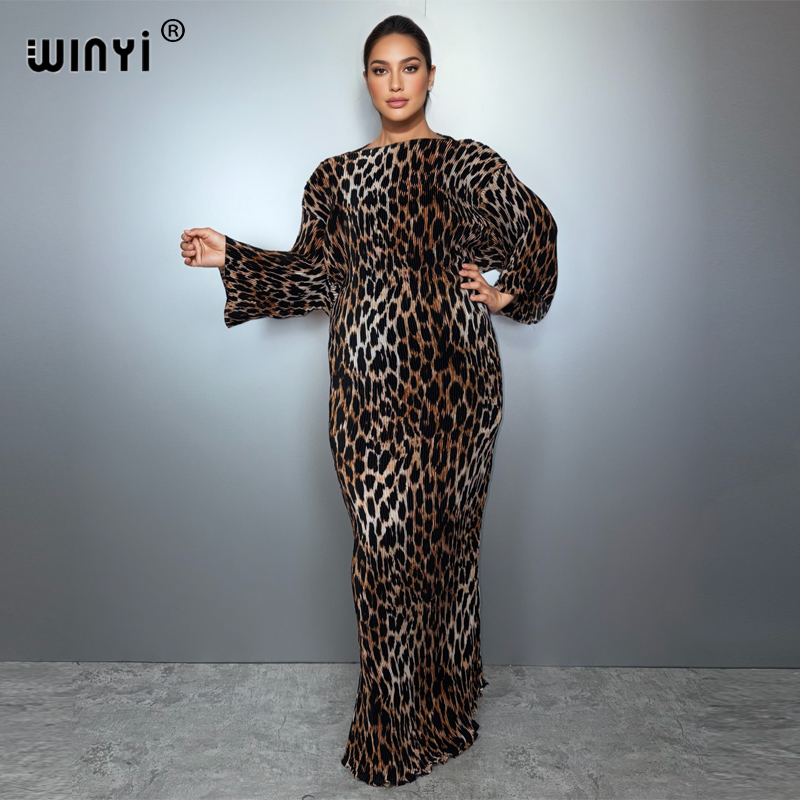 Boho Summer Beach Maxi Dress - WINYI Gaun Longgar Berlipit Elastis untuk