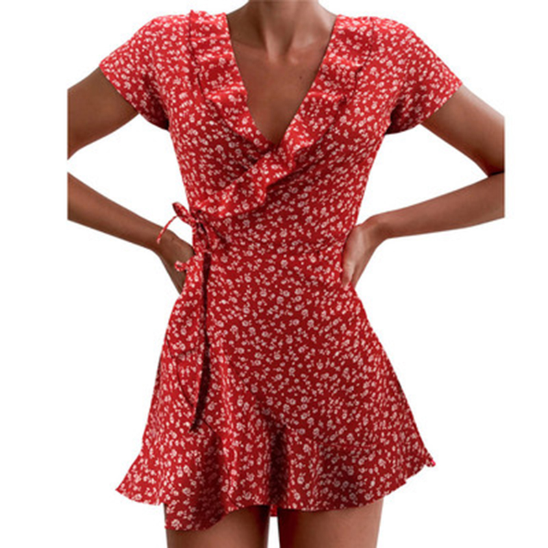French Vintage Floral Midi Dress - Gaun A-Line Floal wanita musim panas