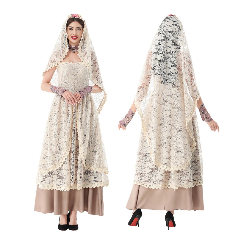 Dresses - Gaun Maxi Berenda Vintage untuk Wanita