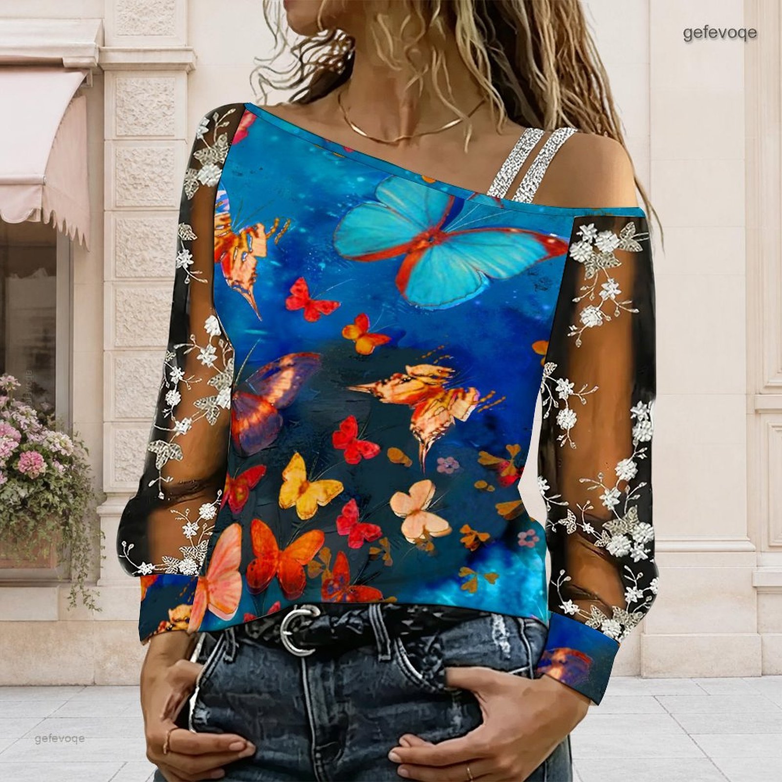 Blouses - Blus Wanita Off Shoulder Asimetris Satu