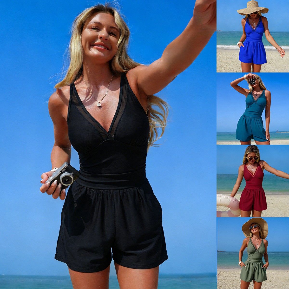 Swimwear - Baju renang hitam polos tanpa lengan