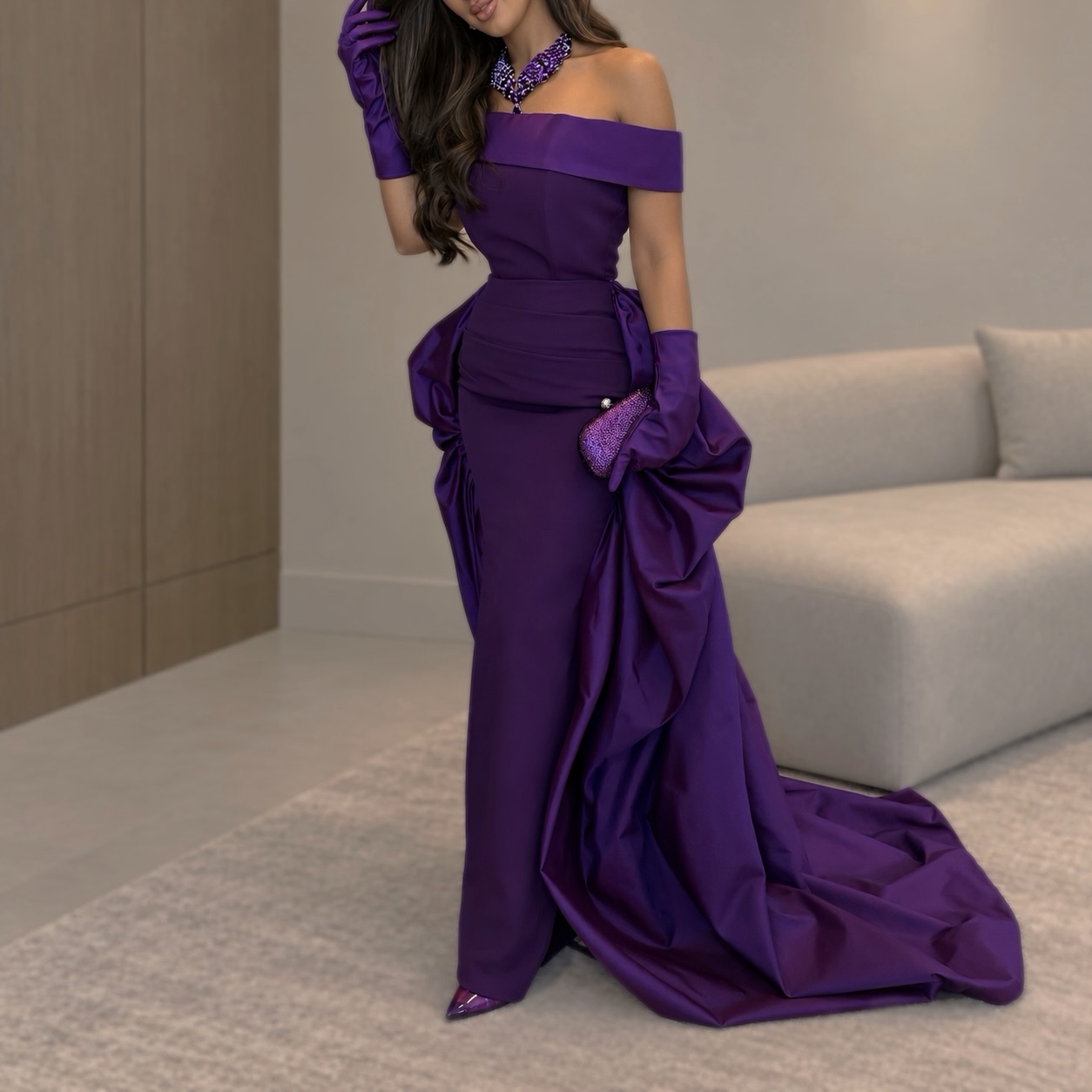 Elegant Satin Evening Gown Split - Gaun Malam Satin Seksi yang Didesain