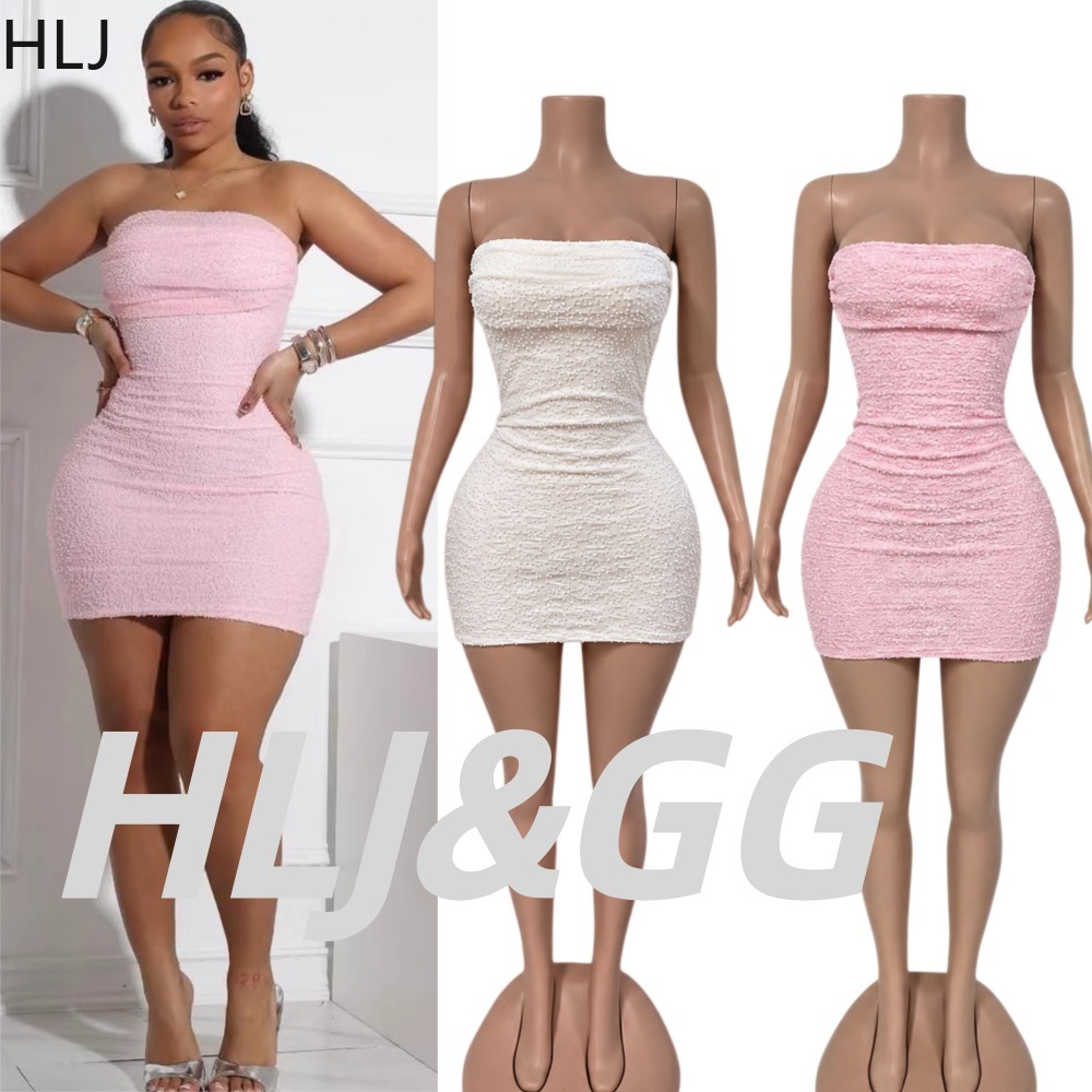 Sparkly Rhinestone Club Party Dress - HLJ Gaun Mini Wanita Seksi Tanpa