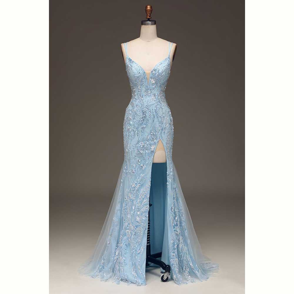 Gaun Pesta Malam Wanita Satin  - Elegant Satin Evening Gown Split ulasan dan harga