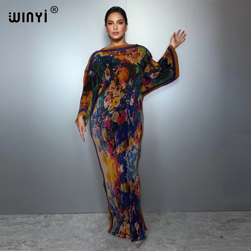 WINYI Gaun Longgar Berlipit El - Boho Summer Beach Maxi Dress ulasan dan harga