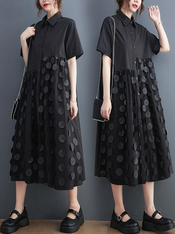 Gaun Kemeja Musim Panas Modis  - Korean Style A Line Shirt Dress ulasan dan harga