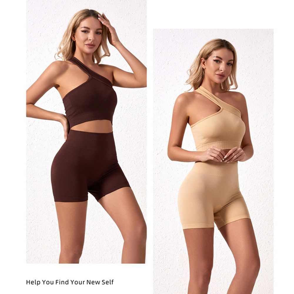 2 Set Pakaian Olahraga Wanita  - Seamless Ribbed Workout Tank Top ulasan dan harga
