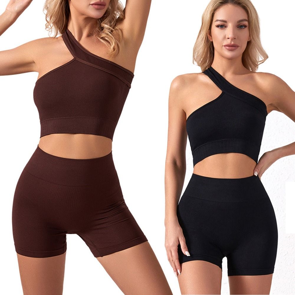 2 Set Pakaian Olahraga Wanita  - Seamless Ribbed Workout Tank Top ulasan dan harga