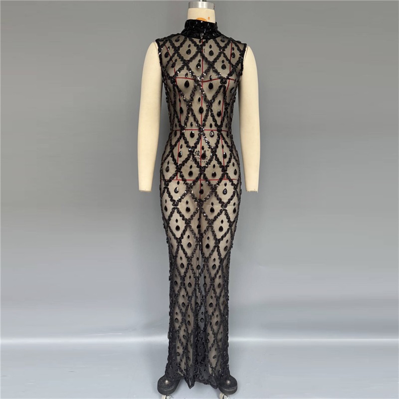 Gaun Prom Seksi Berkilau Hitam - Sexy Mesh Sheer Bodycon Dress ulasan dan harga