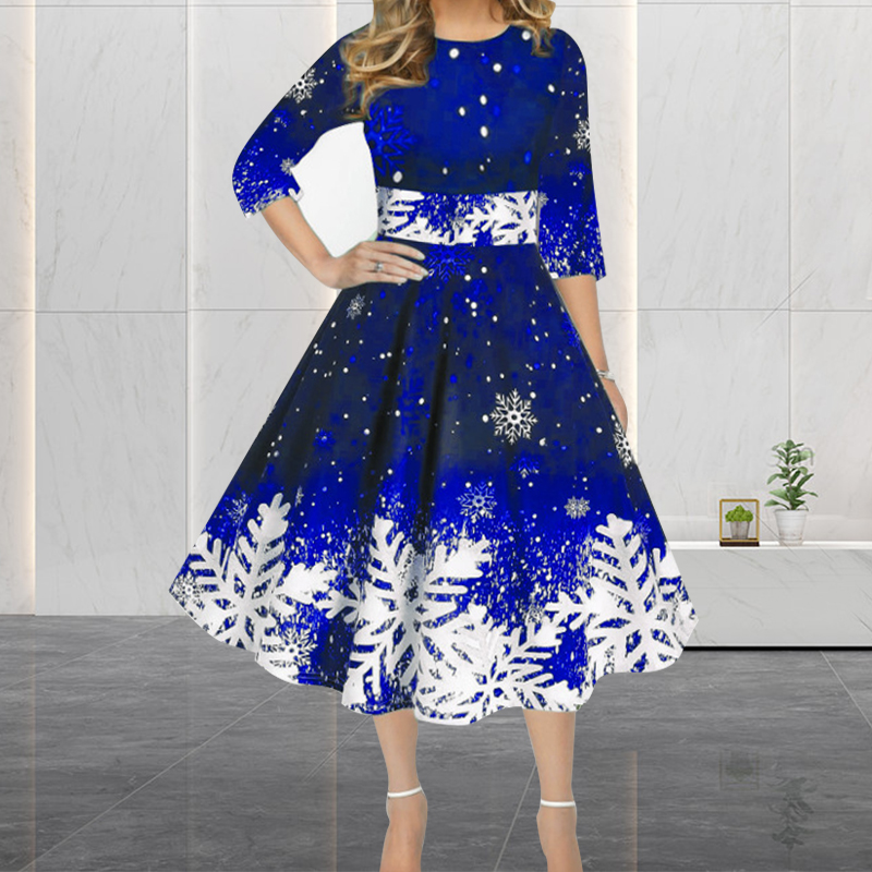Gaun pesta motif kasual untuk  - French Vintage Floral Midi Dress ulasan dan harga