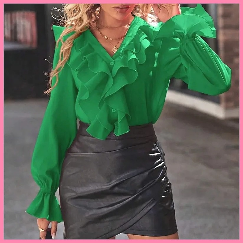 Blus Elegan Wanita Model V-Nec - Blouses ulasan dan harga