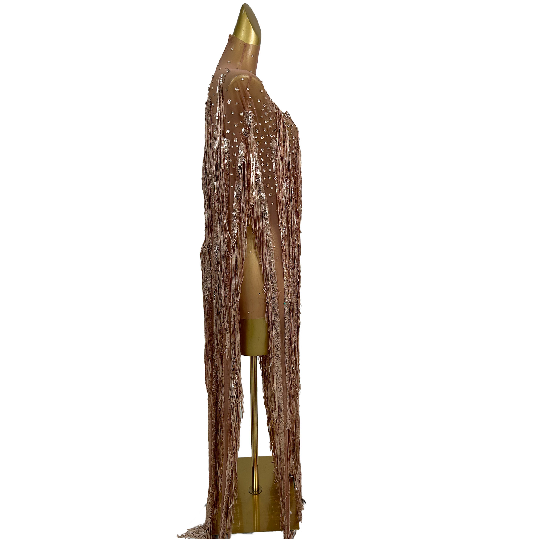Gaun Panjang Berumbai dengan P - Sparkly Rhinestone Club Party Dress ulasan dan harga