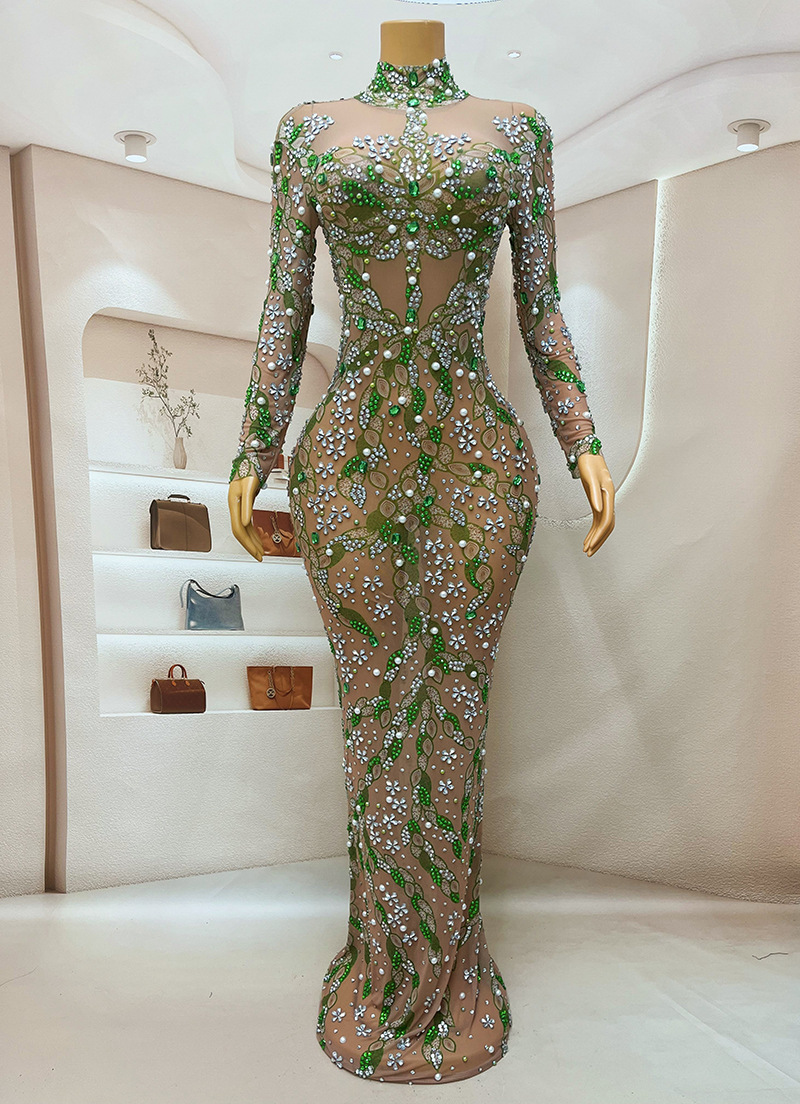 Gaun malam yang menakjubkan ga - Sparkly Rhinestone Club Party Dress ulasan dan harga