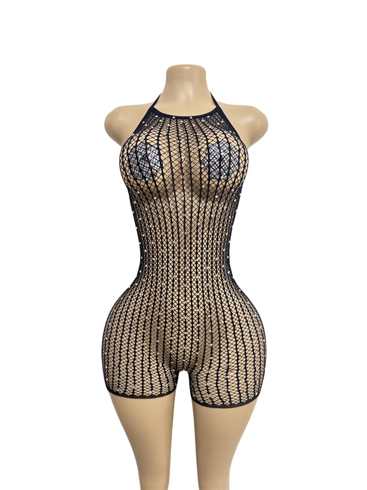 Gaun Jaring Berhias Rhinestone - Sexy Mesh Sheer Bodycon Dress ulasan dan harga
