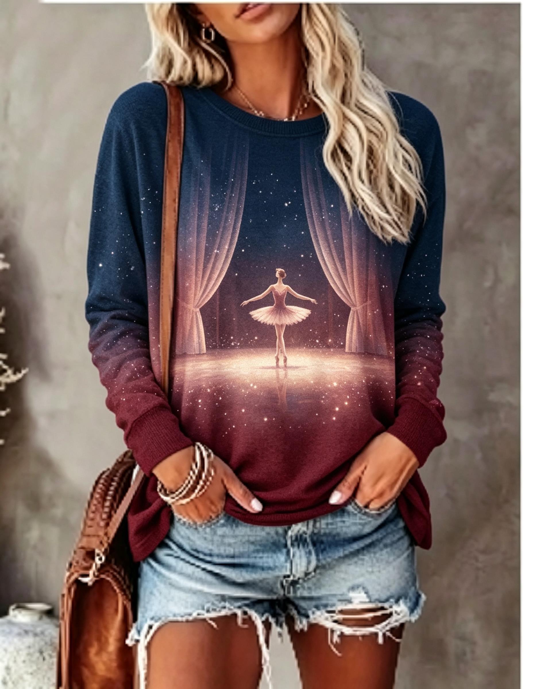 Kaos Wanita Lengan Panjang, Mo - Blouses ulasan dan harga