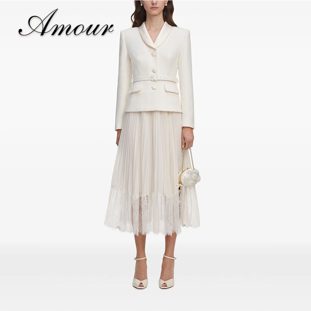 Setelan Jas Formal Dua Potong  - Tweed Two Piece Blazer Dress ulasan dan harga