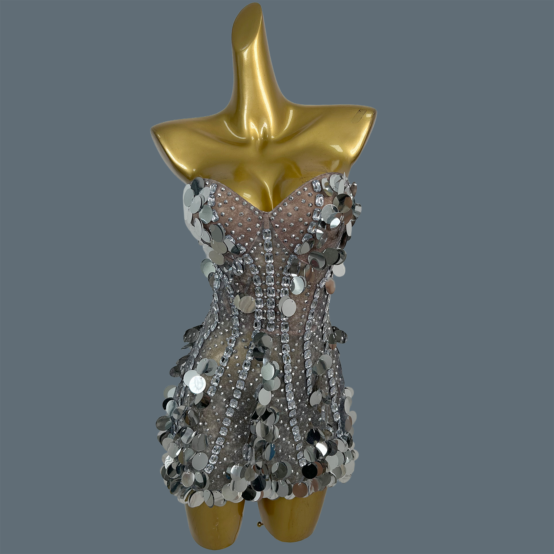 Gaun Mini Berkilau dengan Hias - Sparkly Rhinestone Club Party Dress ulasan dan harga